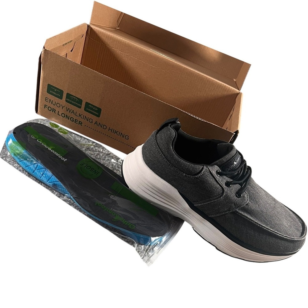 OrthoComfoot Orthopedic Walking Grey Sneakers Comfortable Arch Support‎ Slip-On